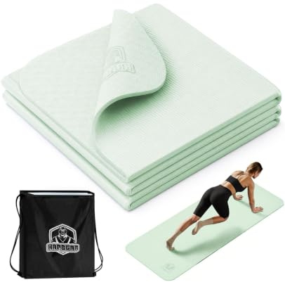HAPBEAR Tapis de Yoga Pliable 183x61x0,6 cm–Antidérapant,en TPE,Vert