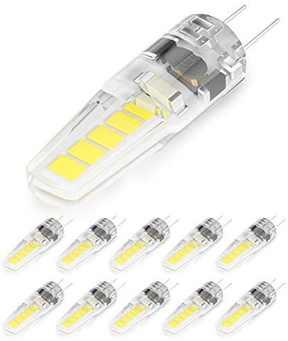 Letaclanic G4 SMD LED Light Bulbs, 3000K Warm White Lighting Dimmable, 3W Equivalent to 30W AC DC 12V-24V, Bi-pin LED Bulb Silicone G4 LED Bulbs (10 Pack)
