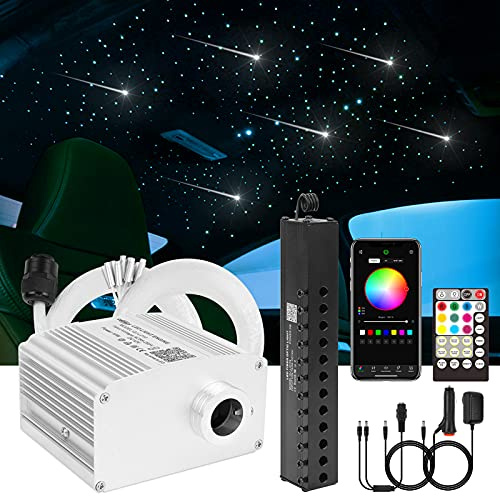 CHINLY Bluetooth Meteor 10W RGBW Twinkle LED Fibra óptica Estrella Kit de luces de techo APLICACIÓN/Control remoto 550 + 8 = 558pcs * 0.75mm * 4m Fibra óptica para el hogar/el automóvil