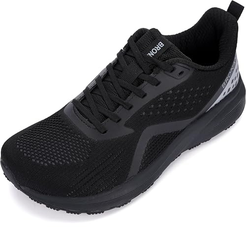 BRONAX Mens Wide Toe Box Running Tennis Shoes Gym Tennis Athletics Size 12 Sports Mesh Walking Rubber Outsole Sneakers for Male Black 46