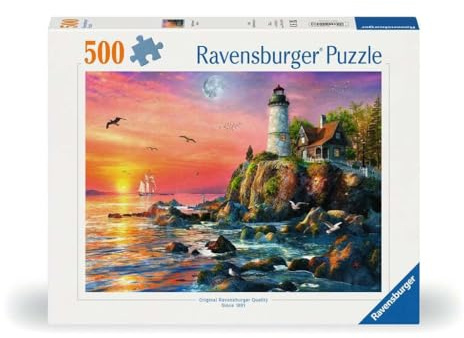 Ravensburger Puzzle 500 Pezzi Faro alla Sera – Puzzle Adulti +14 anni, 49 x 36 cm, Puzzle per Adulti, Collezione 500 Pezzi, Idee Regalo