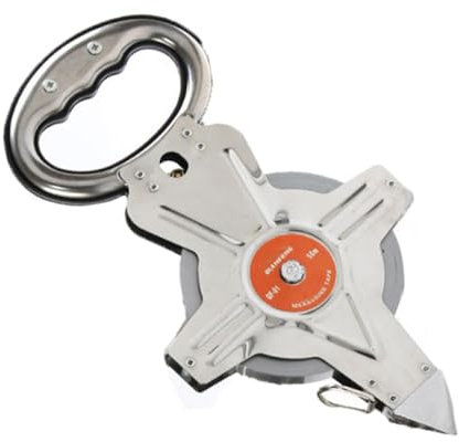 30m Open Reel Tape Measure, Portable Metric Tape Precision Measuring Tool with Stainless Steel Frame & Handle