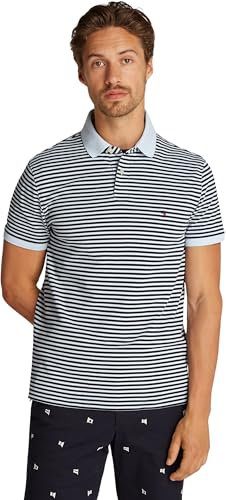 Tommy Hilfiger Herren Poloshirt Kurzarm Core 1985 Regular Fit, Mehrfarbig (Breezy Blue/Desert Sky), L