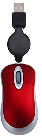 Sujurio RatóN con Cable RetráCtil RatóN PequeñO y PequeñO 1600 dpi Ratones óPticos de Viaje Compactos para 98 2000 XP Vista Ve (Rojo)
