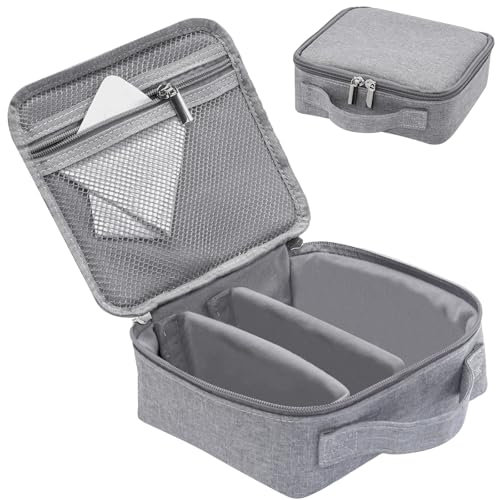 Lolalet Travel Sunglasses Case, 4 Slots Hard Traveling Sunglasses Organizer Bag Multiple Pairs Portable Carrying Eyeglasses Eye Wear Glasses Storage Holder for Men Women -Grey