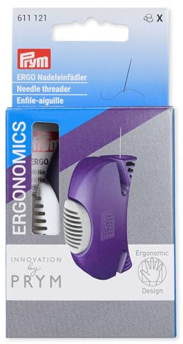 Prym 611121 Nadeleinfädler Ergonomics – ergonomisches Einfädelhilfe-Werkzeug für Nähnadeln & Handarbeiten, einfache Handhabung, robust & langlebig, Blau