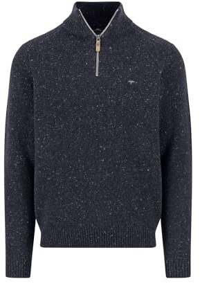 FYNCH-HATTON Pull en laine mélangée avec col Troyer et effet mélangé, bleu marine, 3XL