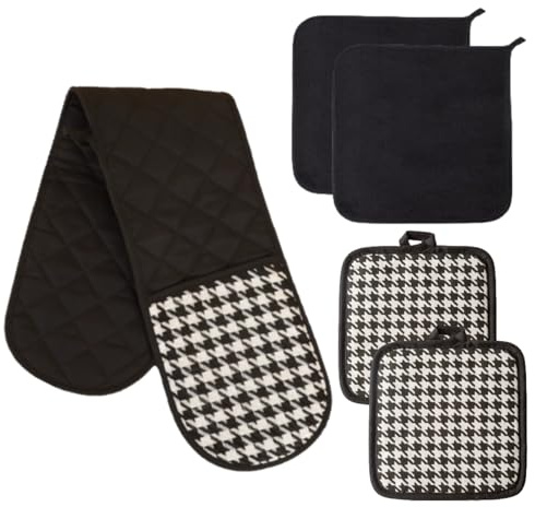 5Pack Oven Mitts and Pot Holders, Oven Gloves, Double Oven Mitts, Baking Mitts, for Kitchen, Cooking, Baking, BBQ