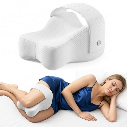 GUOMIS Almohada piernas Dormir,Almohada para Piernas,Cojín para Dormir de Lado,Cojín ergonómico Fabricado con Espuma viscoelástica con Memoria, Transpirable y Lavable a máquina. (Blanco)