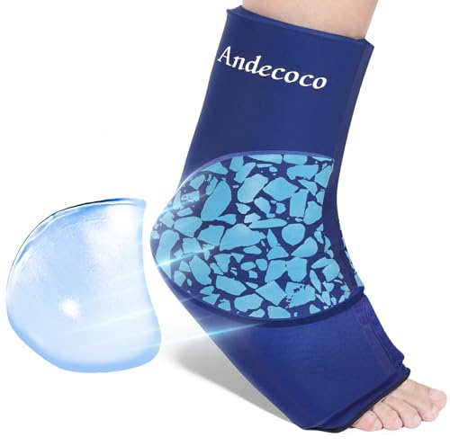Andecoco Ankle Ice Pack Wrap Reusable Foot Ice Pack Compression Freeze Sleeve for Ankle Sprain, Plantar Fasciitis, Achilles Tendonitis