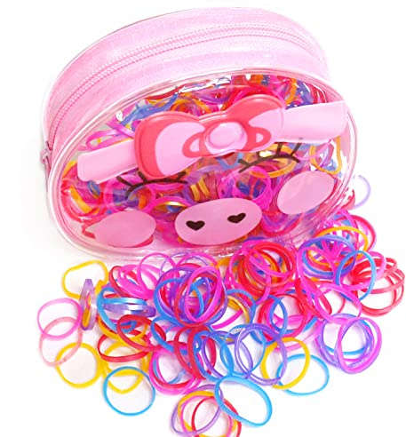 Fontee® 400 Morceaux Multicolore Attache Cheveux Bandes en Caoutchouc Élastique pour les Bébés Filles, Surtout pour les petites filles avec moins de volume de cheveux…