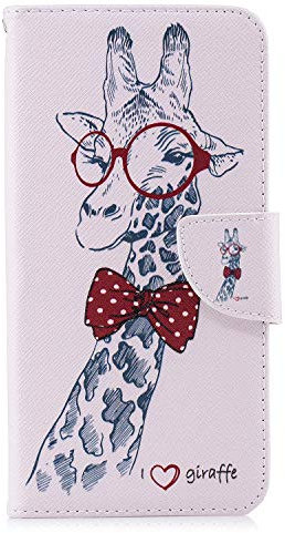 Samsung Galaxy J4 Plus Case Flip, Shockproof Phone Wallet Cover PU Leather with Magnetic Kickstand Card Holder Slot Slim Bumper Protective Cases for Samsung Galaxy J4 Plus/J4 Prime 2018 Giraffe