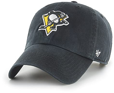 '47 NHL Pittsburgh Penguins Clean Up Unisex-Baseballkappe, Verstellbar, Hochwertiges Design, Penguin Badge Logo, Black