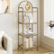 Hzuaneri Regal, Bücherregal aus gehärtetem Glas, schlankes Regal für Schlafzimmer, Badezimmer, Heimbüro, Stahlrahmen, 4 Ablagen Gold BC04001G