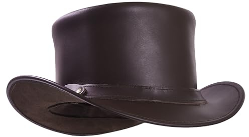 Sidewinder Chapeau Haut-de-Forme pour Hommes et Femmes, Costume élégant, Fait à la Main, en Cuir de Vache, imperméable, Bord moulable, Bandeau, Mode Steampunk