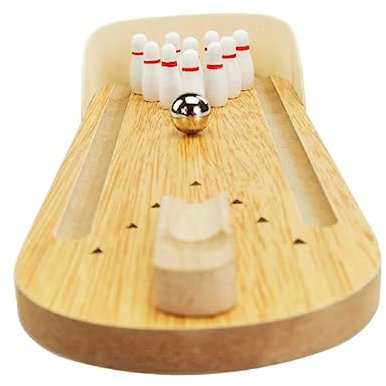 TOYANDONA Mini Tisch Bowling Spielset Aus Holz Mit 10 Pins Und Ball Für Schreibtisch Stressabbau Und Koordinationstraining Kompaktes Bowling-Spielzeug Für Kinder Und Erwachsene