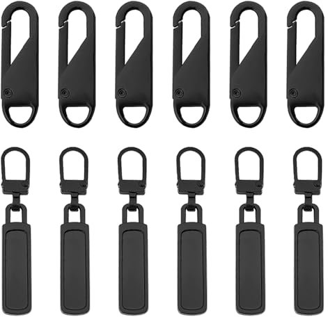 Eupneicu Reißverschluss Zipper [ 12 Stück ], Metall Zipper Pull, Abnehmbares Metall Reißverschlussanhänger Ersatzzipper Für Koffer Mantel Stiefel Jackenrucksäcke[ Schwarz]
