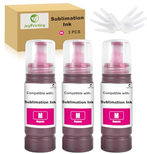 JoyPrinting Sublimation Ink Compatible for ET-1810 ET-2710 ET‑2711 ET-2712 ET-2714 ET-2715 ET-2720 ET-2721 ET-2726 ET-2810 ET-2811 ET-2812 ET-2814 ET-2820 ET-2821 ET-2825 ET-4700 Printer(3 Magenta)