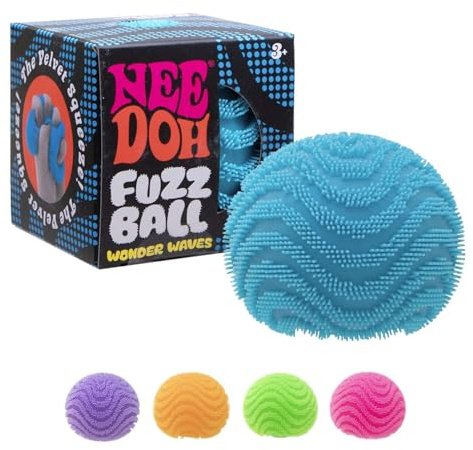 Schylling NeeDoh Fuzz Ball Wonder Waves - Giocattolo sensoriale con texture in velluto e morbido squish a nuvola, motivo ondulato che puoi vedere e sentire, dai 3 anni in su, il colore può variare;
