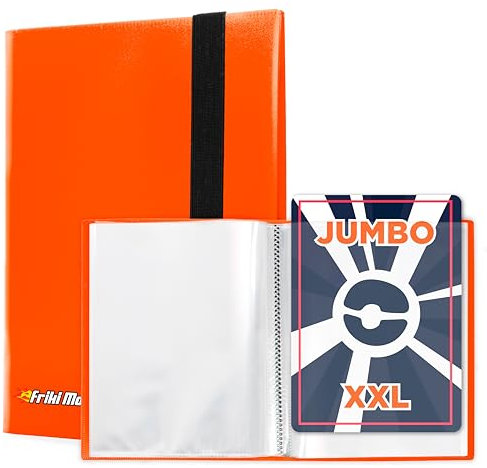 Sammelkartenalbum Jumbo XXL, Album für 60 Promo GX echte Karten, VMAX, V oder EX, 30 Seiten für Jumbo-Karten, Album mit Hüllen Größe 21,1 x 14,5 cm (Orange)