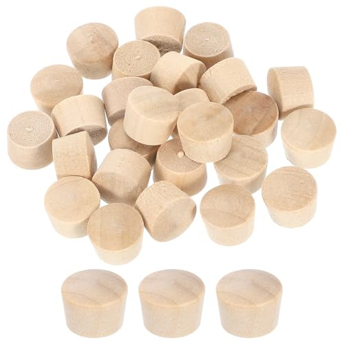 QUARKZMAN 76 stycken träknappskontakt, 11 mm/0,43 tum platt huvud, skruvhålsplugg träkåpor knappar, träplugg för möbler, träbearbetning, hantverksinredning (12,5 mm x 11 mm)