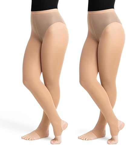 2 PCS Collant Danse Classique Fille, Collant Chair Femme pour Ballet Convient pour illes, Enfants et Adultes le Ballet le yoga la gymnastique la danse classique (FR/ES, Alpha/lettres, L, Skin color)
