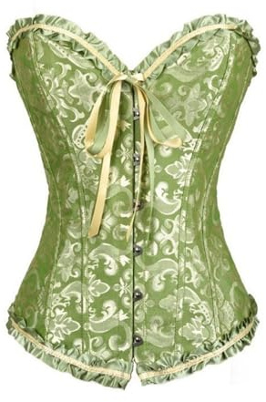Zaleau Corsetto Donna Overbust Sexy Corpetto Top Bustini Burlesque Corsetti per Halloween Taglie Forti, XS-6XL, Verde, XS