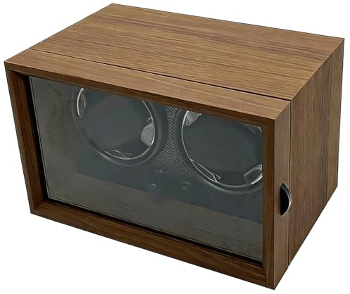 Automatik Uhrenbeweger 2 Uhren, Doppel Uhrenbeweger für Automatikuhren, Watch Winder Box mit 4 Wickelschwingmodi Einstellung und Blau Beleuchtung, Automatische Uhrendreher für Herren und Damen