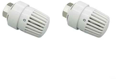 Radiator Thermostat Head Temperature Control Valve Adjustable for M30 x 1.5 Threaded Radiators, Frost Protection Design for Cold Climate Heating Systems, for Home Heat Management White(2 pcs)
