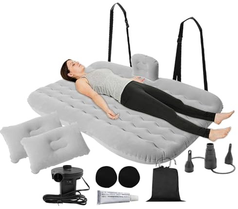 Bilsäng - Uppblåsbar säng för 130 x 80 cm fordon | Luftmadrass för bilar med luftpump, hängmatta stil, ultramjukt och miljövänligt flockningsmaterial, madrass
