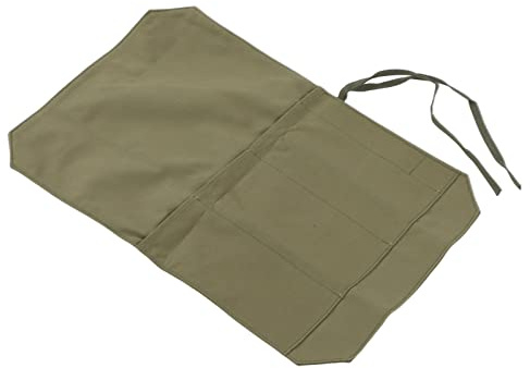 Tomantery Knivfodral Bärbar Heavy Duty 4-fack Knivrullväska för Kockar Kulinariska Studenter, Slitstark Förvaringsväska för 9,4 Tum Köksknivar, Canvasmaterial (Grön)