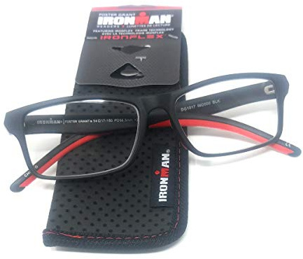 Foster Grant Ironman IronFlex Reading Glasses, Black/Red (+2.00)