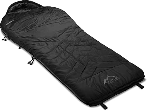 Premium Biwack-Schlafsack wasserdicht mit EXTRA Arm- und Beinöffnungen und Wärmekragen- 3D High Insulation Loft H4-300 bis Minus 9°C Grad Farbe Schwarz