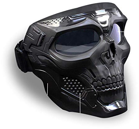 Maschera messenger con teschio di Halloween, maschera da moto con maschera rimovibile, maschera per il viso da motocross con occhiali staccabili e filtro bocca per caschi vintage