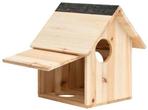 vidaXL Casa para Ardillas Animales Pequeños Estación Comida Alimentación Comedero Balcón Jardín Patio Terraza Decoración Madera Maciza de Abeto