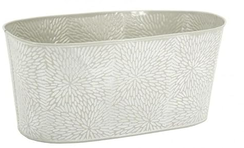 Corbeille ovale en métal laqué motif floral 29 x 15 x 13 cm