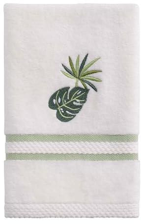 Avanti Linens Viva Palm Collection, Embroidered Fingertip Towel, White