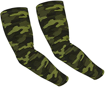 Verde Militare Camouflage Senza Cuciture Modello Strisce Unisex Protezione Solare UV Manicotti Del Braccio 19 Pollici Raffreddamento Seta Del Ghiaccio Copertura Del Braccio Per Sport Giardinaggio Fa