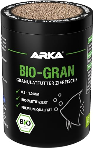 ARKA Bio-Gran - 1000 ml / 460 g - Biozertifiziertes Fischfutter für jedes Süßwasser-Aquarium, fördert Wachstum und Farbenpracht der Fische in jedem Süßwasser-Aquarium.