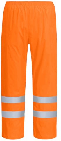 AUYAO Pantalón de Alta Visibilidad, Pantalón de Lluvia Hi-Vis, Pantalones de Lluvia Reflectantes e Impermeables, Pantalones de Trabajo Hombre y Mujer para Exterior, Naranja(185)