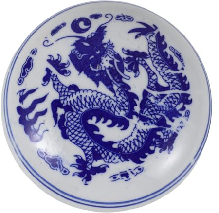 PERSELOSO Caja de Cerámica con Diseño de Dragón de Porcelana para Sellos y para Oficina y Decoración