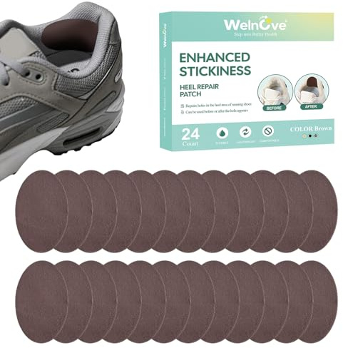 Welnove 24 pièces de patchs de réparation pour chaussures - Patch adhésif intérieur en tissu ultra-doux et respirant pour baskets et chaussures de ville, trous réparables au talon