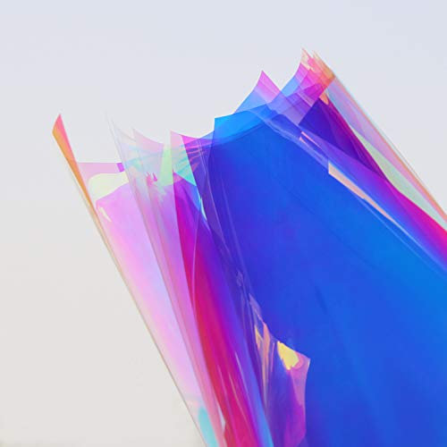 Holographic Decorative Iridescent Window Film Adhesive Glass Film Chameleon Rainbow Effect for Home Decal DIY Christmas Party Decoration, 17.7Inch x 10Feet, Cool Color