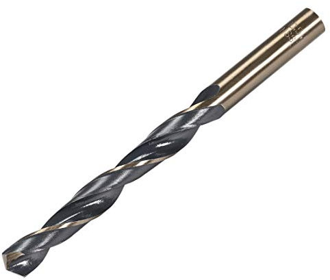 sourcing map Straight Shank Twist Drill Bits 10.5mm Gold Titanium & Black Nitride Coated High Speed Steel (HSS) 4341 with 10.5mm Shank for Stainless Steel Alloy Metal Plastic Wood
