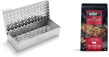 Weber Boîte de Fumage Universelle - Fumoir pour Barbecue - Saveur Fumée - 12cm & Copeaux de Bois pour Boeuf - Pellets de Bois pour Cuisson - 0.7 kg - Combustible BBQ