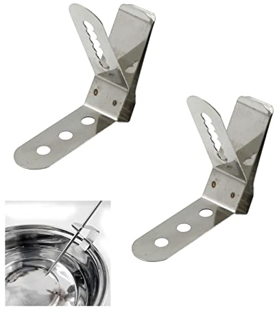 Sonde Température Support Thermomètre Pince - Clip Accessoire en Acier Inoxydable avec 3 Trous Fixe Mesurer Passe au Lave Vaisselle pour Grill BBQ Four Moniteur Barbecue, 2 Pièces, Argent