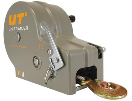 UNITRAILER Treuil Manuel à Manivelle 1150 kg avec Câble Acier 10 m - pour Remorques Bateaux, Quads, Voitures - Transmission 5.1:1/12.2:1 - Acier Galvanisé