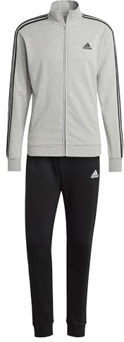 adidas Herren Basic 3-Stripes French Terry Track Suit, Medium Grey Heather/Black, XL