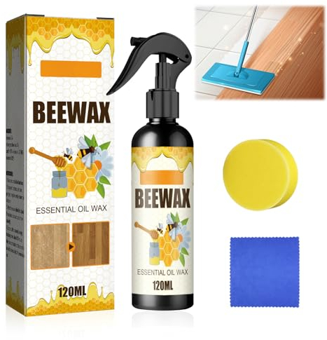Spray di cera d'api con micromolecola naturale, Cera d'api Spray lucidante e pulente per mobili, Cera d'api Multiuso per la Cura della ristrutturazione dei Pavimenti in Legno (120 ML)