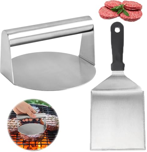 lurora2021 hamburgarpress smash hamburgare set 12,7 cm rund rostfritt stål hamburgare smasher rostfritt stål hamburgarpress grilltillbehör hamburgare smasher rostfritt stål set för utomhus och inomhus